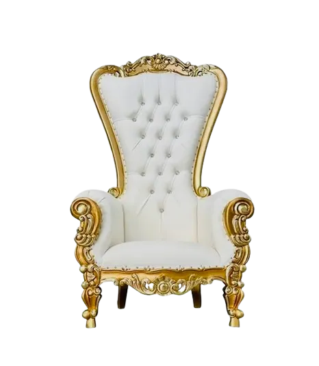 70” White and Gold throne chair 