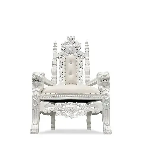 36” White and Ivory kids throne chair 