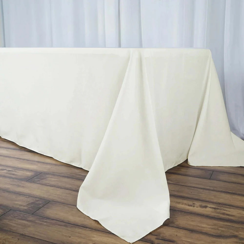 Ivory tablecloth for 8’ tables