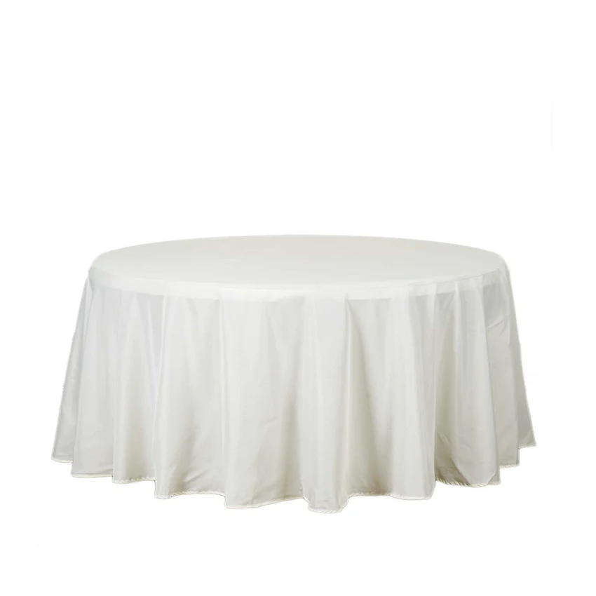 Ivory polyester tablecloth for 6 round tables